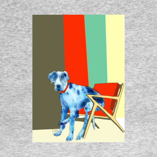 Great Dane in an Eames chair with Mid Century Design by donnadavisart1